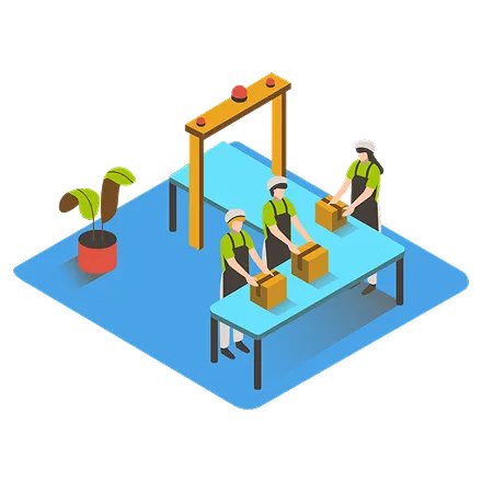 倉庫受取・良品検品・在庫戻しイラスト